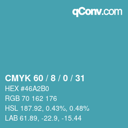 カラーコード: CMYK 60 / 8 / 0 / 31 | qconv.com