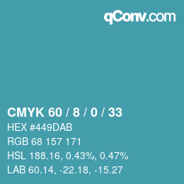 Color code: CMYK 60 / 8 / 0 / 33 | qconv.com