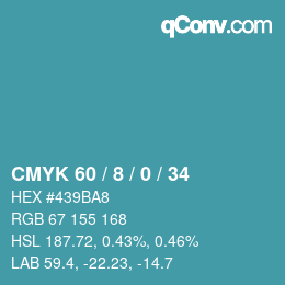颜色代码: CMYK 60 / 8 / 0 / 34 | qconv.com