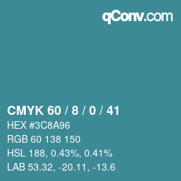颜色代码: CMYK 60 / 8 / 0 / 41 | qconv.com