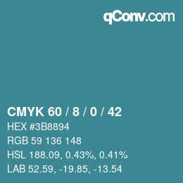 Color code: CMYK 60 / 8 / 0 / 42 | qconv.com