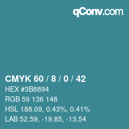 Color code: CMYK 60 / 8 / 0 / 42 | qconv.com