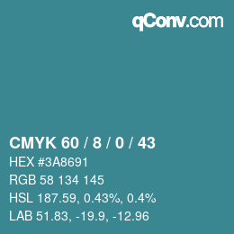 カラーコード: CMYK 60 / 8 / 0 / 43 | qconv.com