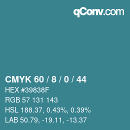 カラーコード: CMYK 60 / 8 / 0 / 44 | qconv.com