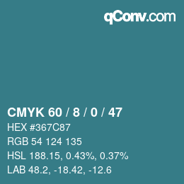 カラーコード: CMYK 60 / 8 / 0 / 47 | qconv.com