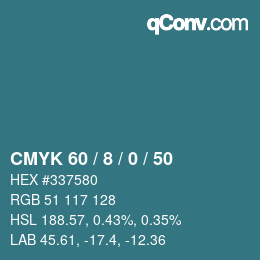 Color code: CMYK 60 / 8 / 0 / 50 | qconv.com