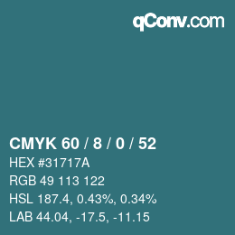 Color code: CMYK 60 / 8 / 0 / 52 | qconv.com