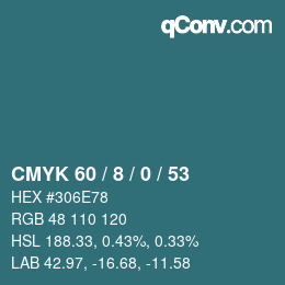 カラーコード: CMYK 60 / 8 / 0 / 53 | qconv.com