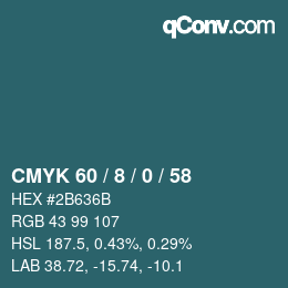 カラーコード: CMYK 60 / 8 / 0 / 58 | qconv.com