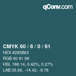 カラーコード: CMYK 60 / 8 / 0 / 61 | qconv.com