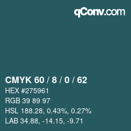 Color code: CMYK 60 / 8 / 0 / 62 | qconv.com