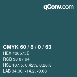 カラーコード: CMYK 60 / 8 / 0 / 63 | qconv.com