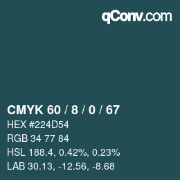 カラーコード: CMYK 60 / 8 / 0 / 67 | qconv.com