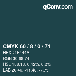 颜色代码: CMYK 60 / 8 / 0 / 71 | qconv.com