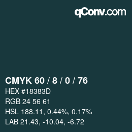 カラーコード: CMYK 60 / 8 / 0 / 76 | qconv.com
