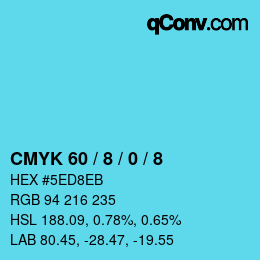 Color code: CMYK 60 / 8 / 0 / 8 | qconv.com