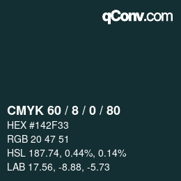 カラーコード: CMYK 60 / 8 / 0 / 80 | qconv.com