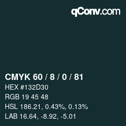 颜色代码: CMYK 60 / 8 / 0 / 81 | qconv.com