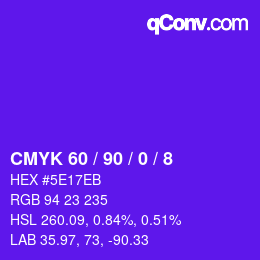 カラーコード: CMYK 60 / 90 / 0 / 8 | qconv.com