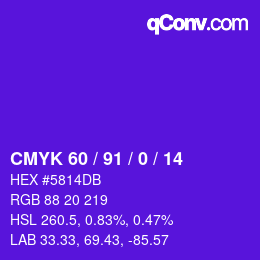 颜色代码: CMYK 60 / 91 / 0 / 14 | qconv.com