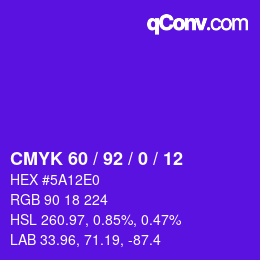 カラーコード: CMYK 60 / 92 / 0 / 12 | qconv.com
