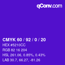 カラーコード: CMYK 60 / 92 / 0 / 20 | qconv.com
