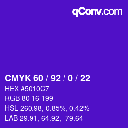 カラーコード: CMYK 60 / 92 / 0 / 22 | qconv.com