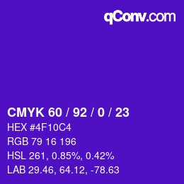 カラーコード: CMYK 60 / 92 / 0 / 23 | qconv.com