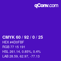 Color code: CMYK 60 / 92 / 0 / 25 | qconv.com