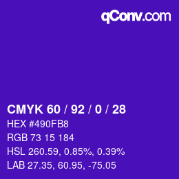 Color code: CMYK 60 / 92 / 0 / 28 | qconv.com