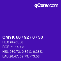 カラーコード: CMYK 60 / 92 / 0 / 30 | qconv.com