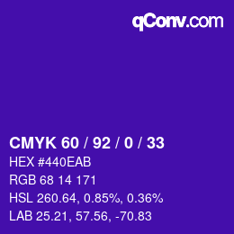 カラーコード: CMYK 60 / 92 / 0 / 33 | qconv.com