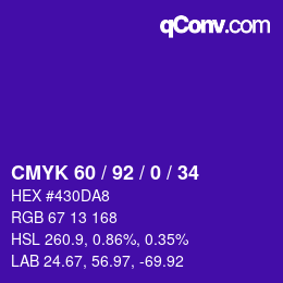 Color code: CMYK 60 / 92 / 0 / 34 | qconv.com