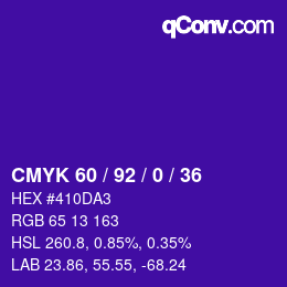 カラーコード: CMYK 60 / 92 / 0 / 36 | qconv.com