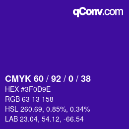 カラーコード: CMYK 60 / 92 / 0 / 38 | qconv.com