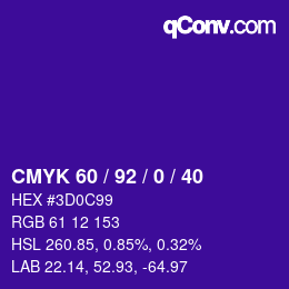 Color code: CMYK 60 / 92 / 0 / 40 | qconv.com