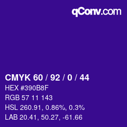 Color code: CMYK 60 / 92 / 0 / 44 | qconv.com