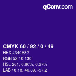 颜色代码: CMYK 60 / 92 / 0 / 49 | qconv.com