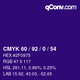 カラーコード: CMYK 60 / 92 / 0 / 54 | qconv.com