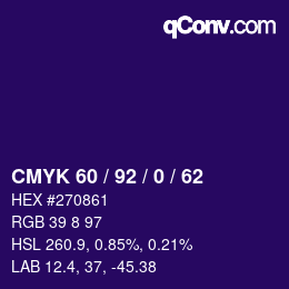 カラーコード: CMYK 60 / 92 / 0 / 62 | qconv.com