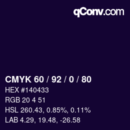 颜色代码: CMYK 60 / 92 / 0 / 80 | qconv.com