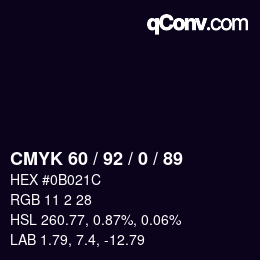 カラーコード: CMYK 60 / 92 / 0 / 89 | qconv.com