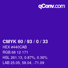 颜色代码: CMYK 60 / 93 / 0 / 33 | qconv.com