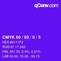 カラーコード: CMYK 60 / 93 / 0 / 5 | qconv.com