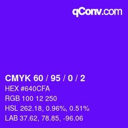 カラーコード: CMYK 60 / 95 / 0 / 2 | qconv.com