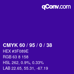 Color code: CMYK 60 / 95 / 0 / 38 | qconv.com