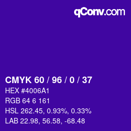 カラーコード: CMYK 60 / 96 / 0 / 37 | qconv.com