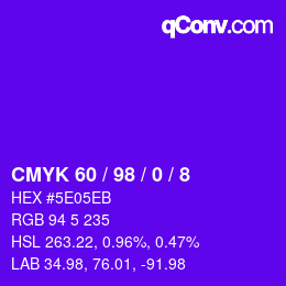 カラーコード: CMYK 60 / 98 / 0 / 8 | qconv.com