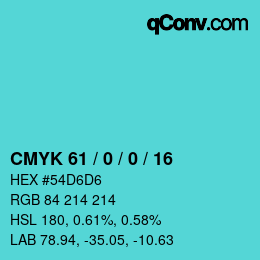 颜色代码: CMYK 61 / 0 / 0 / 16 | qconv.com