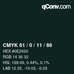 カラーコード: CMYK 61 / 0 / 11 / 86 | qconv.com